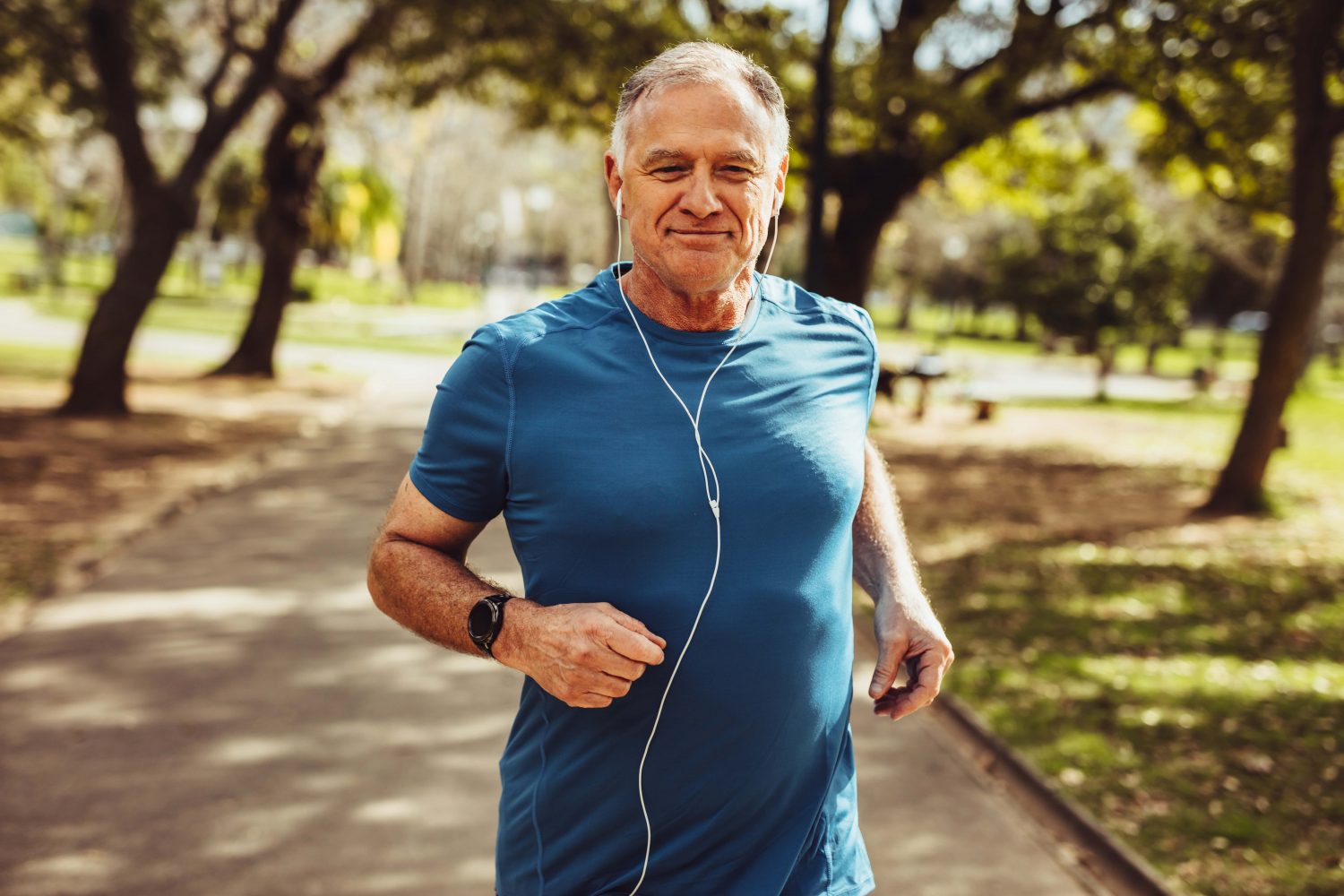 older man jogging for a healthier heart