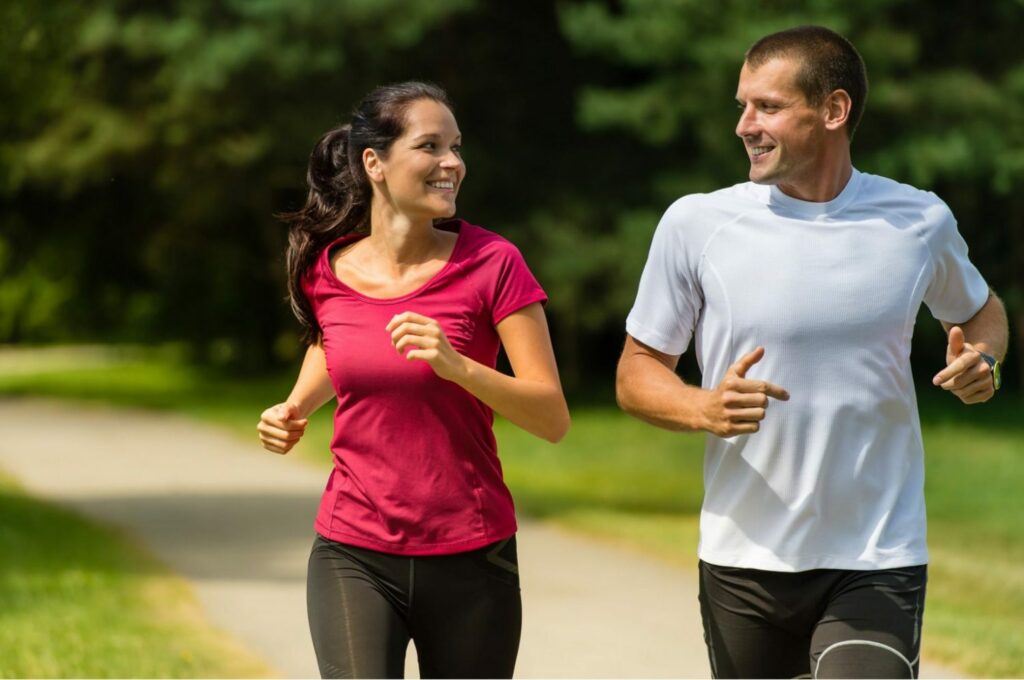 fitness buddies out on a jog to increase serotonin