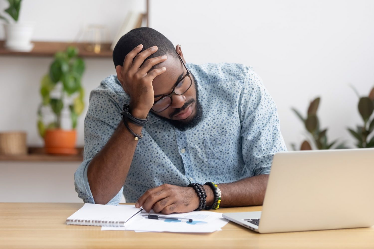 frustrated person trying to decrease stress